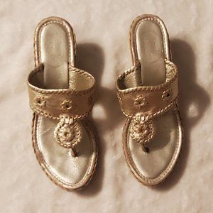 Jack Rogers Metallic Gold Wedge Sandals - Size 7.5